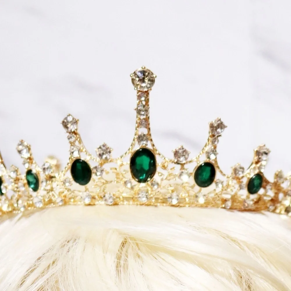 🎊👑HOST PICK!! 🏆🎉 Imperial Emerald Green Crystal Embellished Gold Crown 👑💫✨